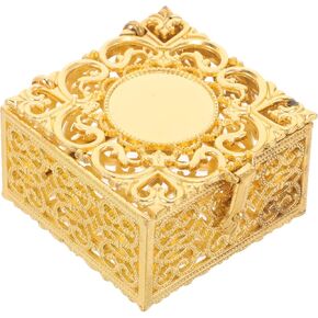 LOGOFUN Rosaries Beads Storage Box Vintage Rosary Jewelry Box Metal Catholic Christian Roman Rosary Trinket Keepsake Case for Rosary Beads Earring Ring Necklace - Gold