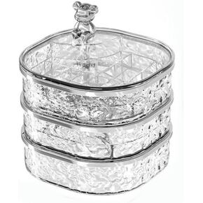 Leadigol 3-Layer Rotating Jewelry Box, Plastic Jewelry Organizer Box, Jewelry Tray Case, Transparent Jewelry Storage Box for Rings, Earrings and Necklaces