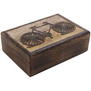 STORE INDYA Mothers Day Gift Wooden Jewelry Trinket Box with Hand Carved Elephant Motif Handcrafted Decorative Multipurpose Storage Box Mother's Day Gift