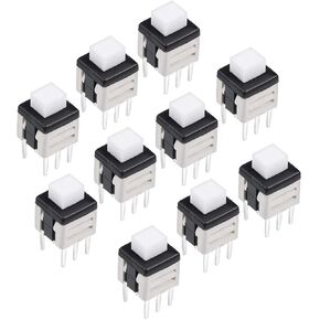 uxcell 5.8x5.8x7.5mm PCB DIP Mounting Tact Tactile Push Button Switch Self Lock 6 Pin 10PCS