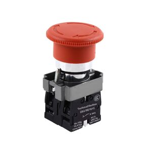 Heyiarbeit 600V 10A Emergency Stop Push Button Switch ZB2-BE101C Self-Locking E-Stop Switch Red Sign Mushroom Switch for Control Electric Circuits 1pcs