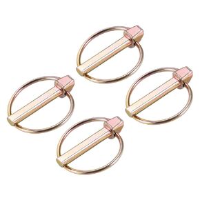 uxcell 4Pcs 9/32" x 1-3/4" Linch Pin with Ring, Trailer Pins Assortment Kit for Boat Kayak Canoe Trailer Tractor Trolley, Gold