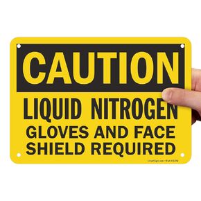 SmartSign "Caution - Liquid Nitrogen, Gloves And Face Shield Required" Sign | 7" x 10" Plastic