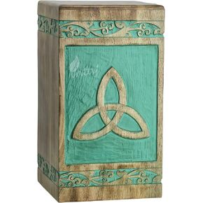INTAJ Cremation Urns for Human Ashes Small Male Female Wooden Celtic Knot Box and Casket for Ashes Men Women Child Pets Cat Dog Urn Burial Funeral Memorial Urns for Ashes Holds 115 Cubic Inch