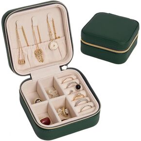 Travel jewelry case travel jewelry organizer for Rings Earrings Necklace Bracelet travel Jewelry box for women (3.9 * 3.9 * 1.96Inch)
