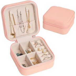 Travel jewelry case travel jewelry organizer for Rings Earrings Necklace Bracelet travel Jewelry box for women (3.9 * 3.9 * 1.96Inch)