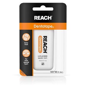 REACH Dentotape Waxed Tape, Unflavored 100 Yards (Pack of 10)