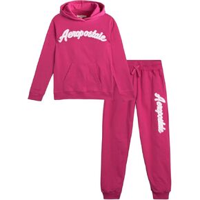 AEROPOSTALE Girls' Sweatsuit Set - 2 Piece Fleece Pullover Hoodie Sweatshirt, Jogger Sweatpants - Track Suit for Girls (7-16)