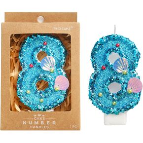 PHD CAKE 2.76 Inch Number 3 Mermaid Glitter Birthday Candles, Mermaid Themed Number Candles, Cake Number Candles, Party Celebration