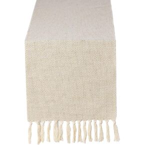 13 x 72 inch Fall Farmhouse Cotton Linen Table Runner with Handcraft Tassel, Rustic Jute Burlap Table Runners 72 Inches Long for Dining Room, Dresser Decor - Waffle