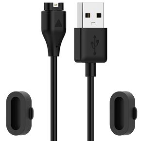 Compatible with Garmin Forerunner 45/45S/55/158 Charger Cable,Replacement Charging Cable USB A 3.3ft/1M,Black Silicone Charger Port Protector Anti Dust Plug
