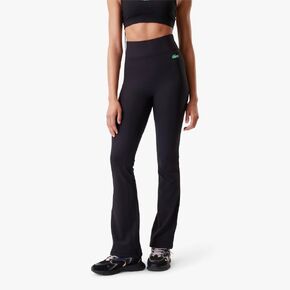 Lacoste x Bandier Womens Ribbed Flare Pants, Black, S