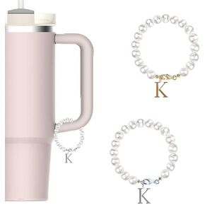 2pcs Pearl Letter Charm Accessories for Stanley Cup and Simple Modern Tumbler Name ID Personalized Charm for Stanley Tumbler with Handle 40 oz 30 oz 20 oz Customized for Stanley Cup Accessories in Kuwait