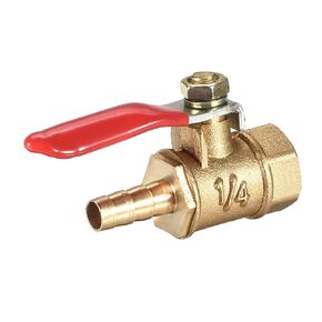 uxcell Brass Air Ball Valve Shut-off Switch G1/4 Female to 1/4" Hose Barb Pipe Tubing Fitting Coupler 180 Degree Operation Handle