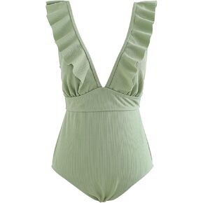 بدلة سباحة نسائية من قطعة واحدة بلون الخردل/الأسود/الكراميل/الفيروز/النعناع/الوردي من CHICWISH in Kuwait