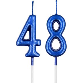48th & 84th Birthday Candles, Black Number 48 84 Candle for Cake, Happy Birthday Cake Topper Decoration for Birthday Anniversary Celebration Party Supplies