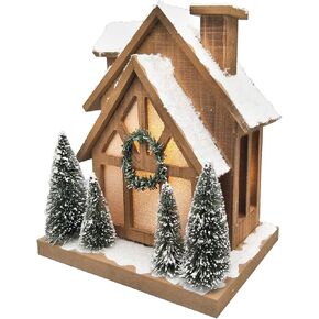 Led Lighted Christmas Decorations for Home Big Village Christmas Ski Lodge Wooden Snow Winter Scene Farmhouse Christmas Tree House Rustic Tabletop Holiday Decor Xmas Signs