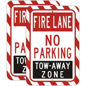 No Parking Fire Lane Signs No Parking Tow Away Zone Sign 18"x12" Fire Lane Warning Sign Metal Reflective Rust Aluminum UV Protected Waterproof Sturdy Easy Mounting Outdoor Use 4 Pack