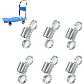 6 Pack Foldable Platform Truck Spring Replacement Hand Folding Push Dolly Carts Handlebar Mounting Swivel Tension Springs with Double Hook Ring Repair Accessories