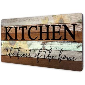 Farmhouse Kitchen Signs Wall Decor Funny Kitchen Wall Art-Kitchen is The Heart of The Home-Sunflower Themed Printed Large Wood Signs Kitchen Wall Decor Home Decorations 16" x 8"