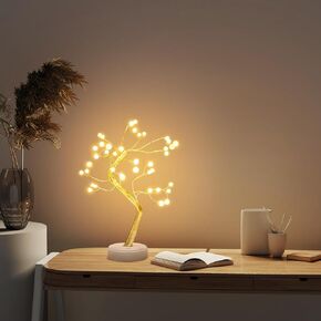 21" 36 LED Tree Lamp with USB Plug, Artificial Desktop Tree Light Featuring Warm White Lights, Light up Tree Decor for ​​Indoor Bedrooms, Living Rooms, Christma（Silver）