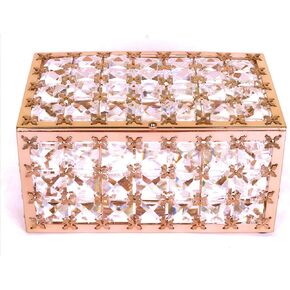 Rose Gold Crystal Jewelry Box with Glass Interior