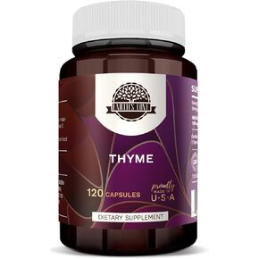 Earth's Love - Thyme 120 Capsules, High Potency Capsules 400 mg, Made with Thyme (Thymus Vulgaris) and Vegetable Capsules Dried Leaf Natural Support Supplement (120 Capsules)
