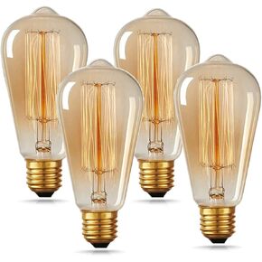 HESSION 6-Pack Vintage Edison Bulbs, ST64 40W E26 Base Amber Glass Warm White Filament Antique Decorative Dimmable Light Bulbs Used for Classical Pendant or Chandelier Lights