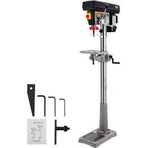 13 in Floor Drill Press, 7.5 Amp 120V, 288-3084 RPM Variable Speed Cast Iron Bench Drill Press, 0-45° Tilting Worktable, Tabletop Drilling Machine for Wood Metal