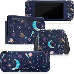 TACKY DESIGN Pastel Pink Clouds Skin Compatible with Nintendo Switch, Sky Moon Skin Compatible with Nintendo Switch Skin, Vinyl 3m Sticker, Full wrap Cover