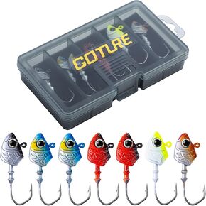 Goture Swimbait Jig Heads,Colored Lead Jig Head Hooks for Freshwater Saltwater Fishing,Painted Fishing Jig Hooks for Trout Bass Walleye Crappie Fishing,5 Colors Swim Jig Heads with Tackle Box