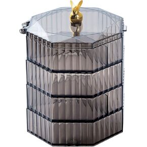 Jewelry Organizer with Handle, 4-Layer Acrylic Jewelry Box, Clear Jewelry Boxes for Women Girls, Make up Earring Organizer, Jewelry Storage Holder