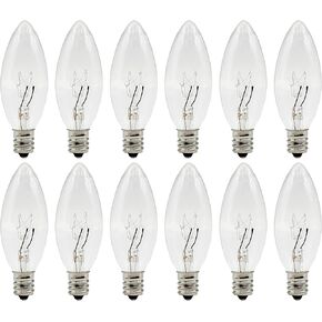 Creative Hobbies Replacement Light Bulbs for Electric Candle Lamps, Window Candles, & Chandeliers - 5 Watt Candelabra, Clear, Steady Burning, 120v 5w Bulb - Pack of 12
