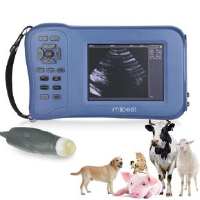 Mibest Portable Veterinary Ultrasound Scanner for Pregnancy Check 5.8 Inch LCD Screen - Handheld Veterinary Ultrasound System with 3.5 MHz Convex Probe - Durable for Farm and Small Animal Use