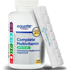 Equate Complete Multivitamin Dietary Supplement, Adults, 220 Count, 7 Day Pill Organizer Included - 1 Pack