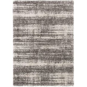 SAFAVIEH Hudson Shag Collection Runner Rug - 2'3" x 8', Ivory & Grey, Modern Abstract Design, Non-Shedding & Easy Care, 2-inch Thick Ideal for High Traffic Areas in Living Room, Bedroom (SGH212B)