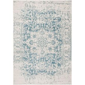 SAFAVIEH Madison Collection 6'7" Round Turquoise/Ivory MAD603K Oriental Snowflake Medallion Distressed Non-Shedding Dining Room Entryway Foyer Living Room Bedroom Area Rug