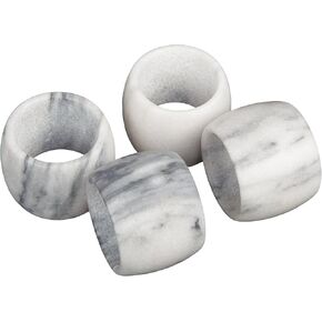 Creative Home Set of 4 Pieces Natural Off-White Marble Napkin Ring Napkin Holder for Party Decoration Dinning Table Family Gatherings, 1.8" Diam. x 1.2" H, Off-White