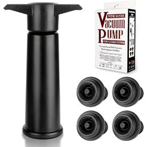 Wine Saver Pump with 4 Vacuum Stoppers, Wine Preserver for Wine Bottles, Reusable Bottle Sealer Keeps Wine Fresh