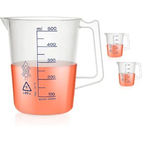 Plastic Beaker Set, 2000ml Measuring Beakers with Handle and Spout, 67.6oz Measure Pitcher with Blue Printed Scales for DIY, Petrol Filling, Swimming Pools and Lawns, BKAP2000A1