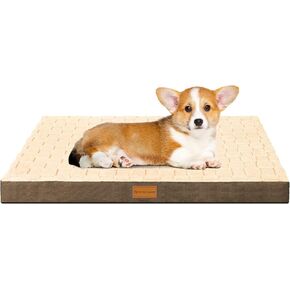 Patas Lague Checkered Orthopedic Dog Bed for Medium Dogs 36''X24'', Waterproof Medium Dog Beds with Removable Washable Cover, Egg Crate Foam Pet Bed Mat with Nonskid Bottom, Black