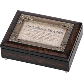 Dicksons The Lords Prayer, Walnut Finish 8 x 6 Inch Polymer Trinket Jewelry Music Box