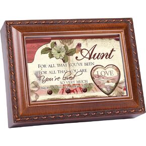 Cottage Garden Aunt Woodgrain Music Box/Jewelry Box Plays Amazing Grace