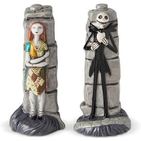 Enesco Disney Ceramics Nightmare Before Christmas Jack and Sally Salt and Pepper Shakers, 3.85 Inch, Multicolor
