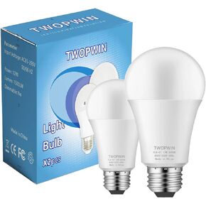 TWOPWIN Garage Door Opener Light Bulbs, 12W High Brightness 1500LM, Minimize Interference LED Light Bulbs for Garage Door Opener, FCC Listed, 6000K Cool White Bright LED Light Bulb, E26 Base, 2PK