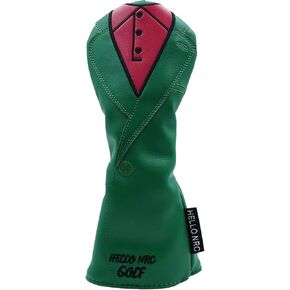Embroidery Pattern Suit Golf Club Driver, Fairway Wood and Hybrid Head Cover Thick PU Leather and Soft Lining Clubs Headcovers, Green and White Available