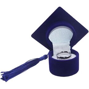 Graduation Cap Ring Box Doctoral Cap Shaped Ring Jewelry Storage Box Organizers For Proposal Engagement Wedding Anniversary Valentines (Black)
