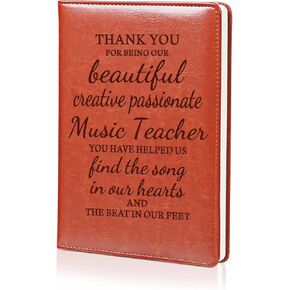 LBWCER Music is What Feelings Sound Like Leather Journal Notebook Music Teacher Gift Musical Note Charm Leather Journal Notebook Gift (Music teacher)