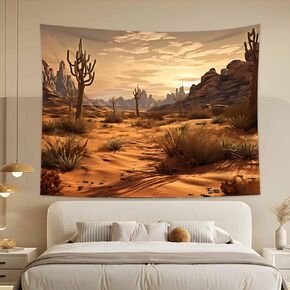MeguMoon Desert Scenery Tapestry, Western Desert Mountain tapestry, Desert Landscape Tapestry, Vintage Boho Room Decor Tapestry (80 * 60in)