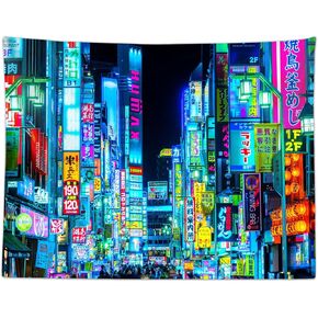 iTapnoom Japanese Anime Tapestry Neon Punk Futuristic City Tapestry Wall Hanging for Men Boys Bedroom Cool Future Japan Tokyo Vaporwave Tapestries Dorm Home Decor 60X40Inch